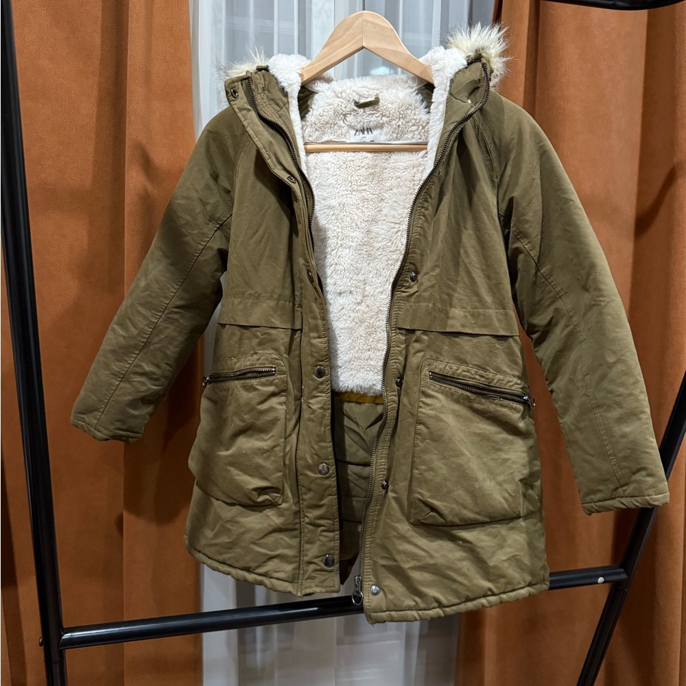 Zara kids parka with hood sz 11-12 kids
